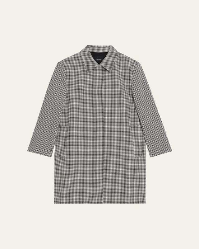 Wool-Blend Check Car Coat