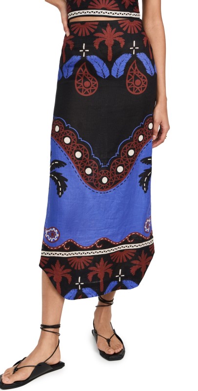 Johanna Ortiz Masaa Mythology Midi Skirt Carnival Black/Sapphire