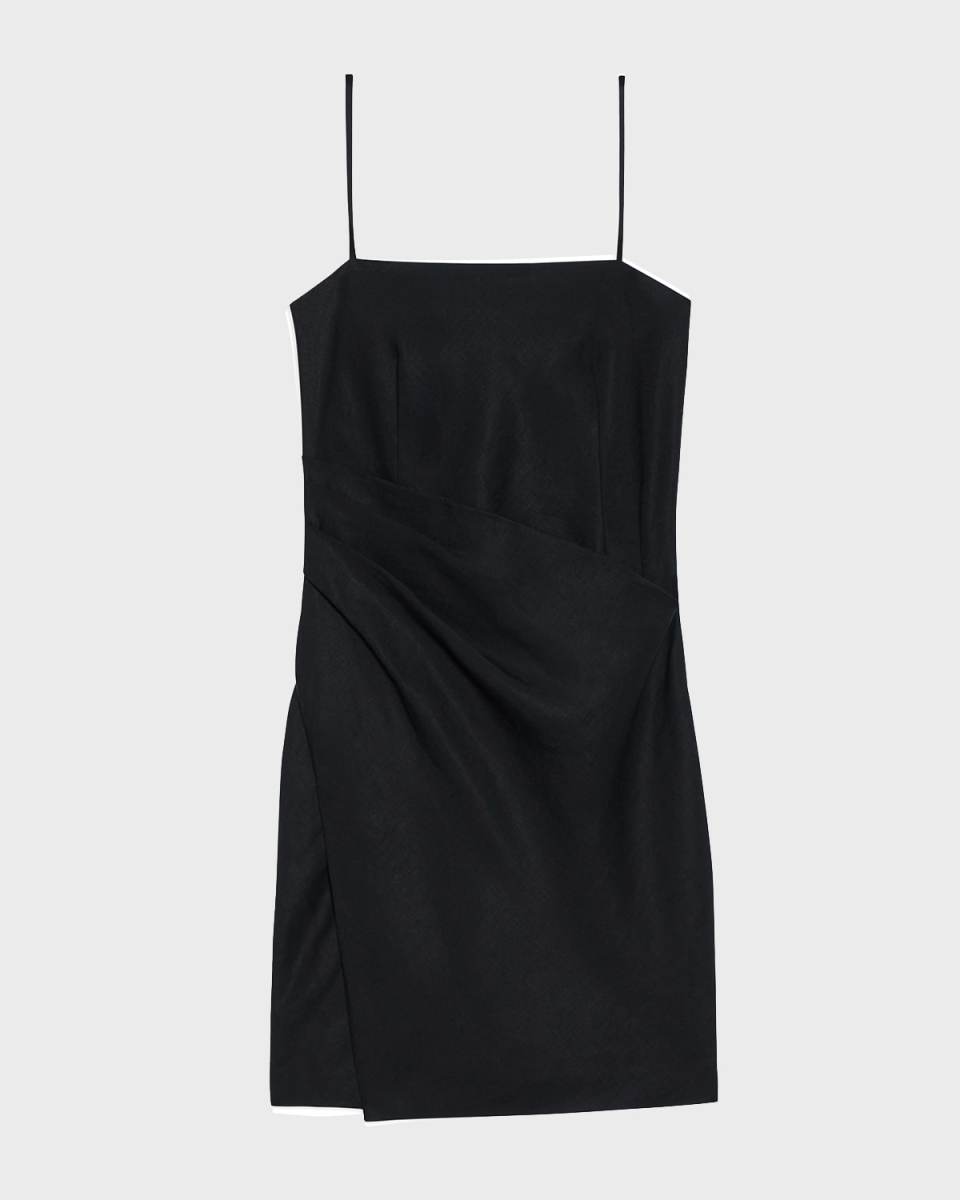 Galena Linen Notched-Hem Mini Dress