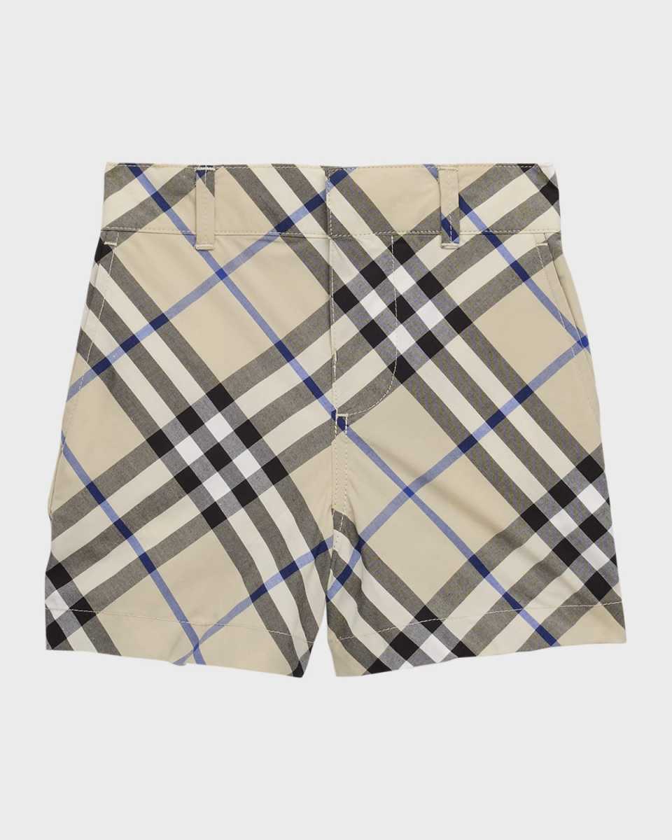 Boy's Oscar Check-Print Shorts, Size 6M-