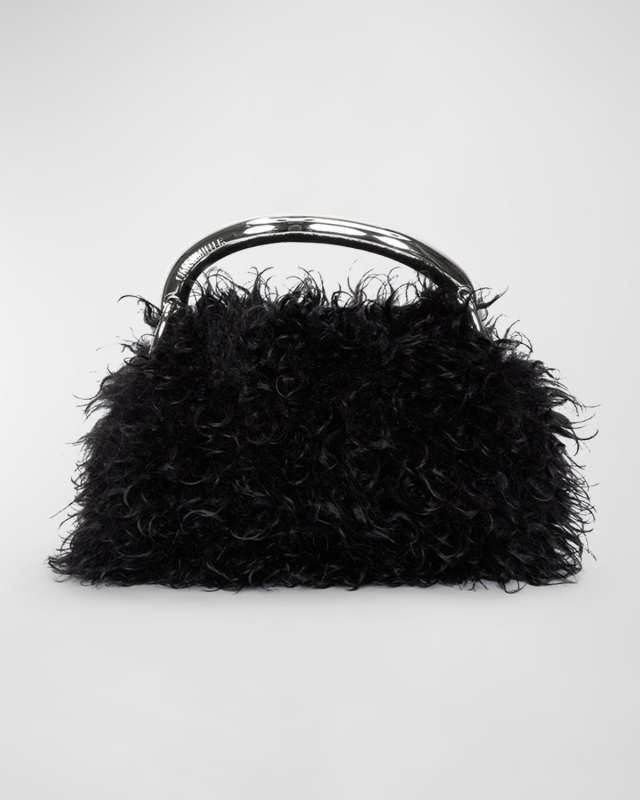 Curly Faux Fur Top-Handle Bag