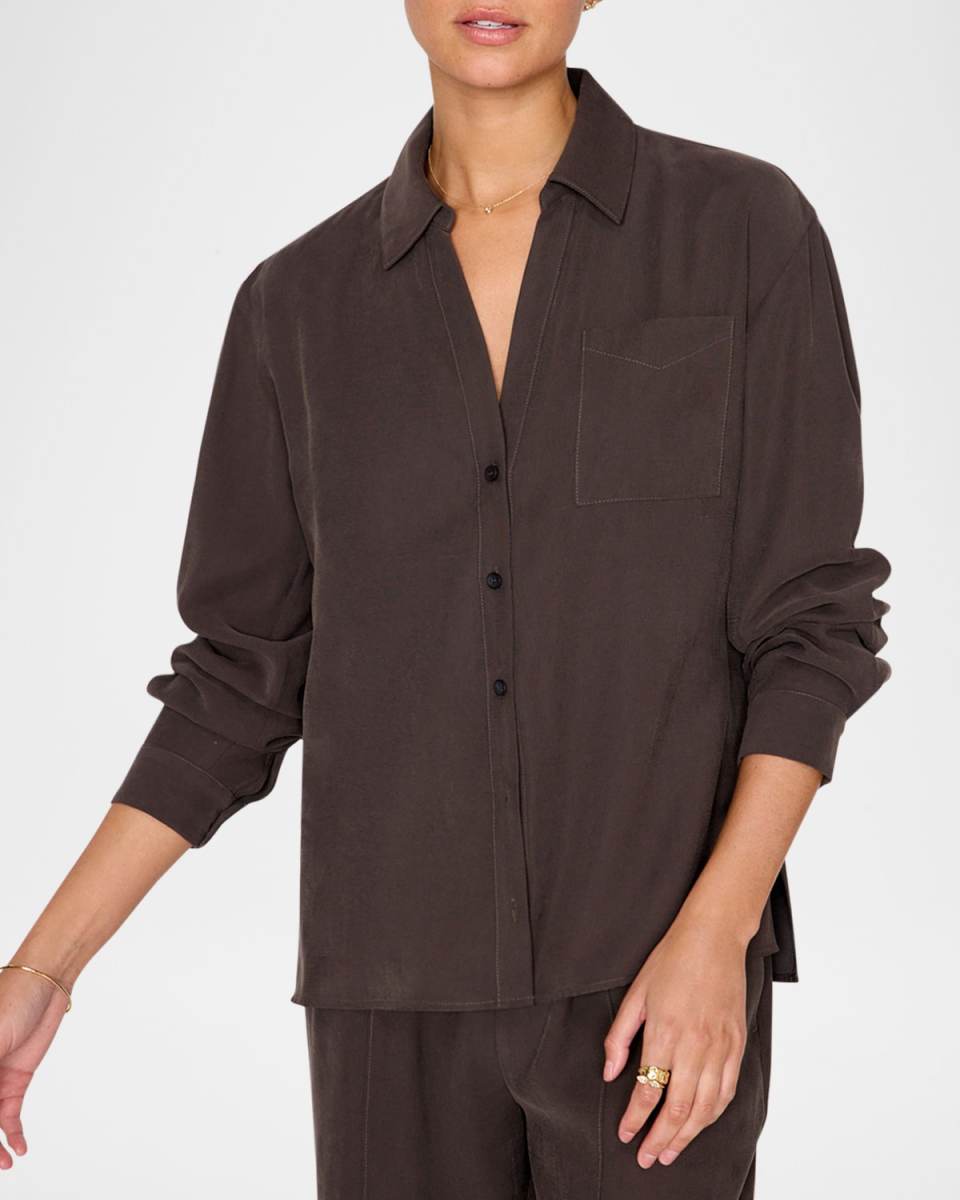 Amara Topstitch Button-Down Shirt