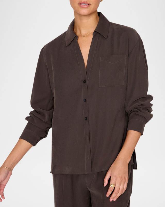 Amara Topstitch Button-Down Shirt