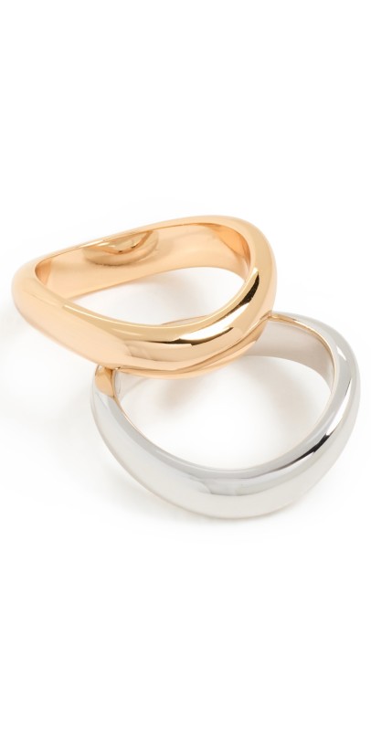 Luv Aj Two-Tone Wave Ring Set Multi