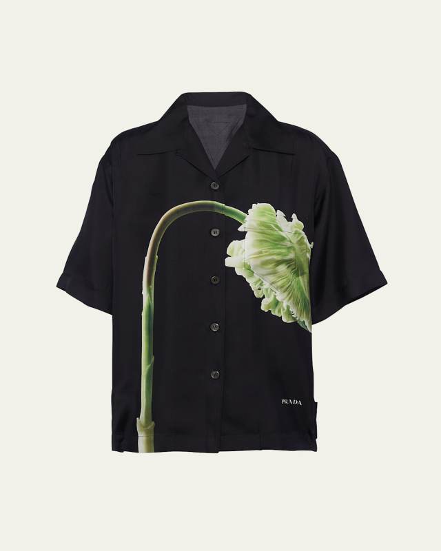 Flower Button Down Twill Shirt