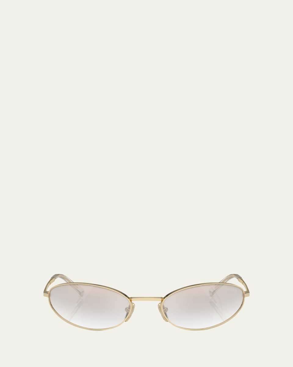 Curved Mixed-Media Oval Sunglasses