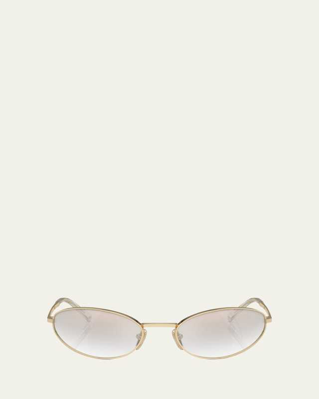 Curved Mixed-Media Oval Sunglasses