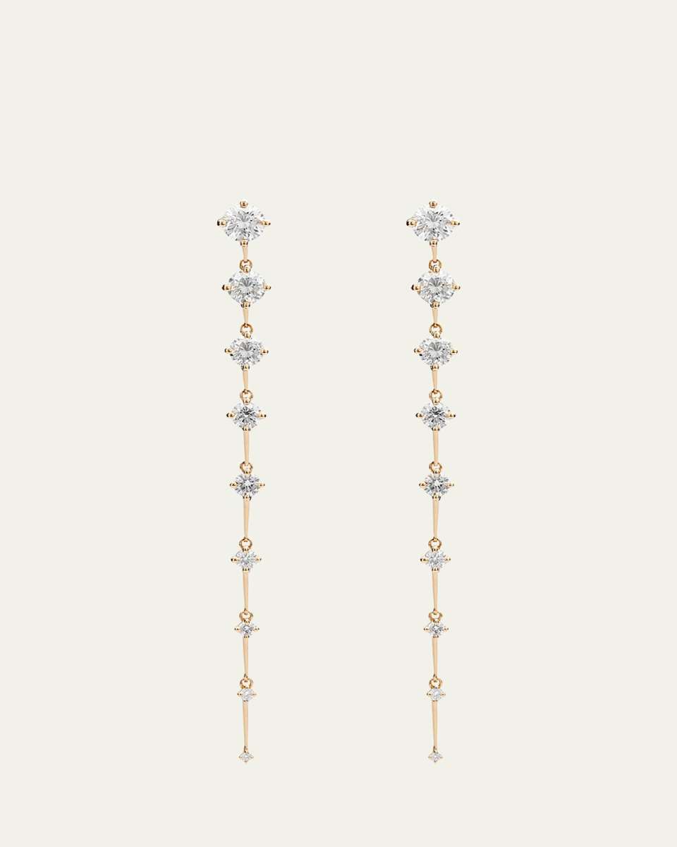 Sequence Long Earrings in Yellow Gold and Diamonds