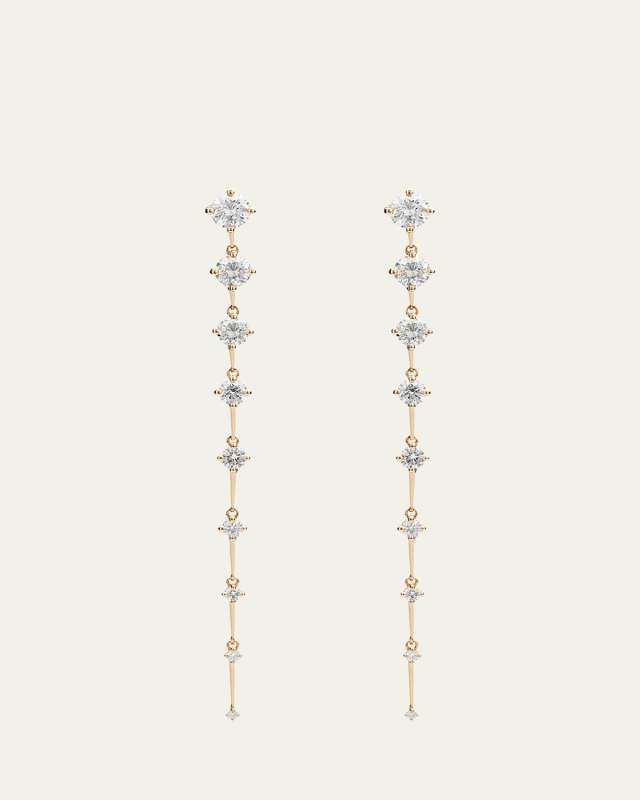 Sequence Long Earrings in Yellow Gold and Diamonds