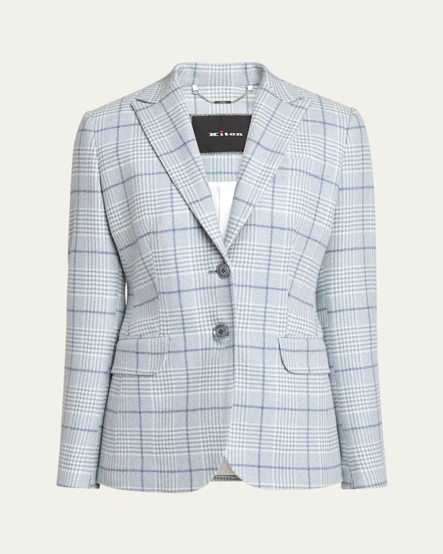 Plaid Two-Button Cashmere Blazer