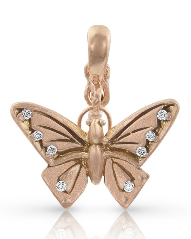 18k Rose Gold Diamond Butterfly Pendant