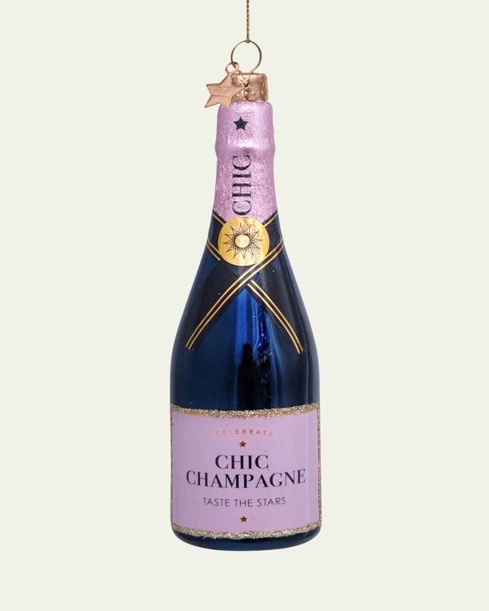 Luxury Pink Champagne Bottle Christmas Ornament