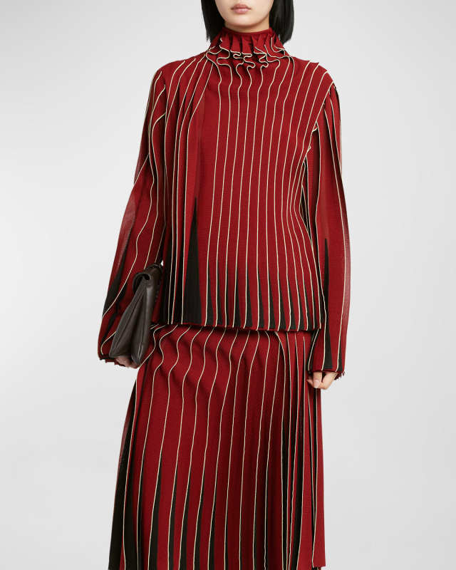Dimensional Mock-Neck Blouse