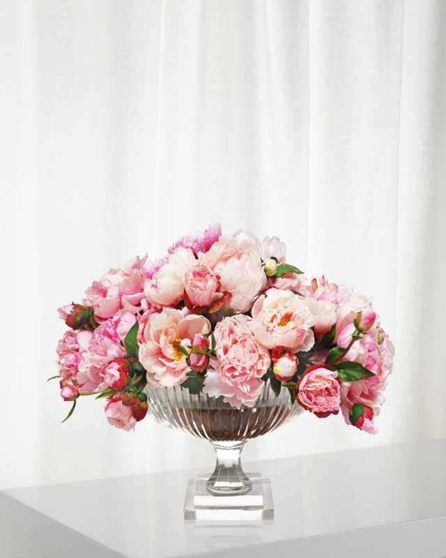 Mix Peony in Large Stripe Cut Bowl