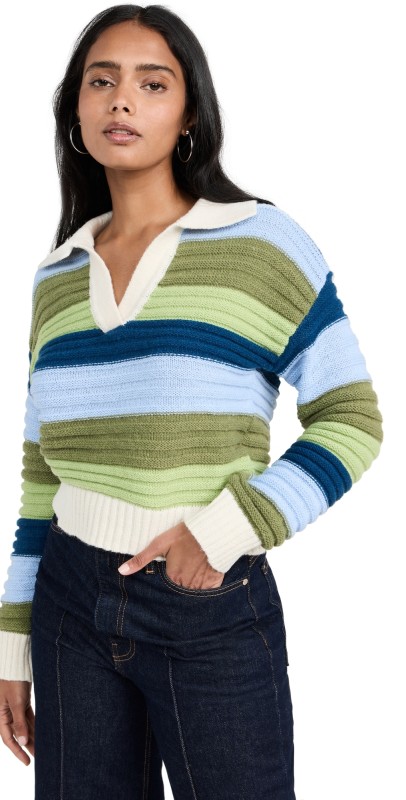 English Factory Stripe Knit Sweater Greenulti