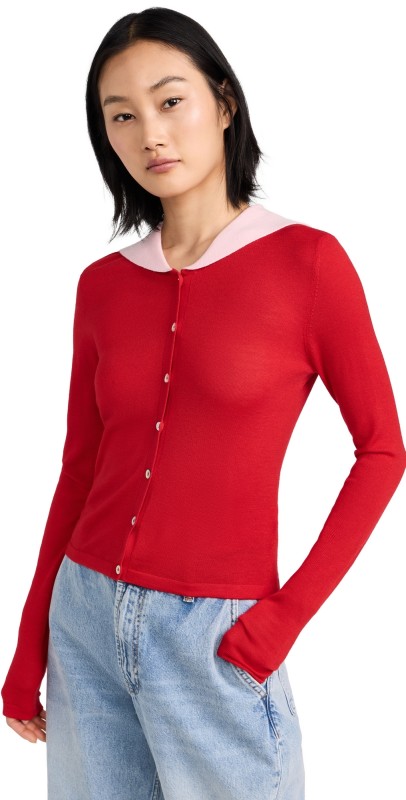 Sandy Liang Poppy Cardigan Red