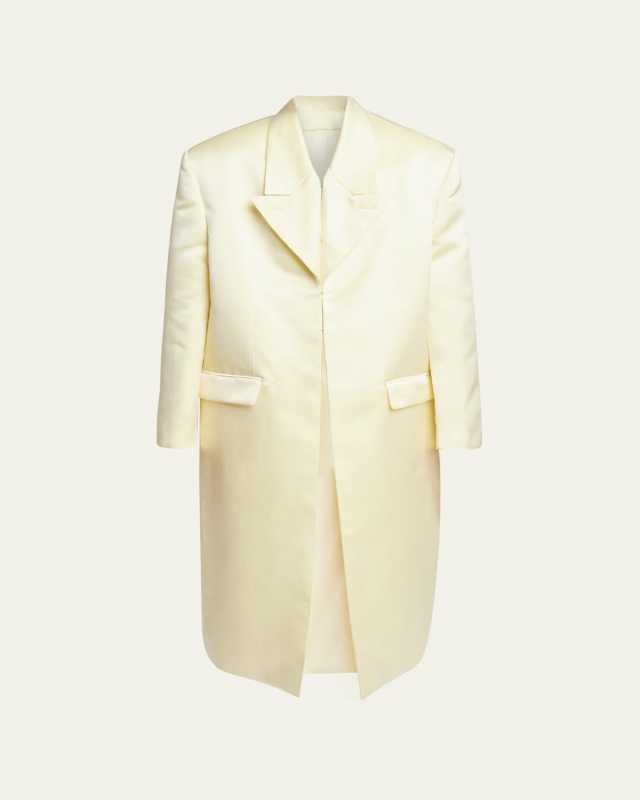 Duchesse Satin Peak Lapel Coat