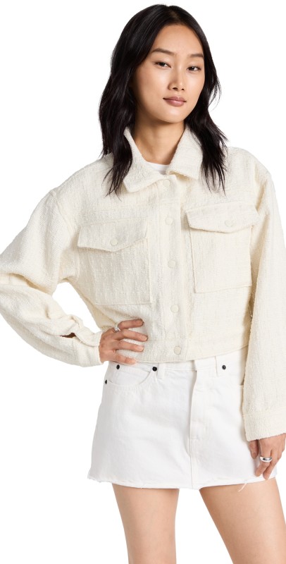 BLANKNYC Tweed Cropped Jacket Vanilla Creme