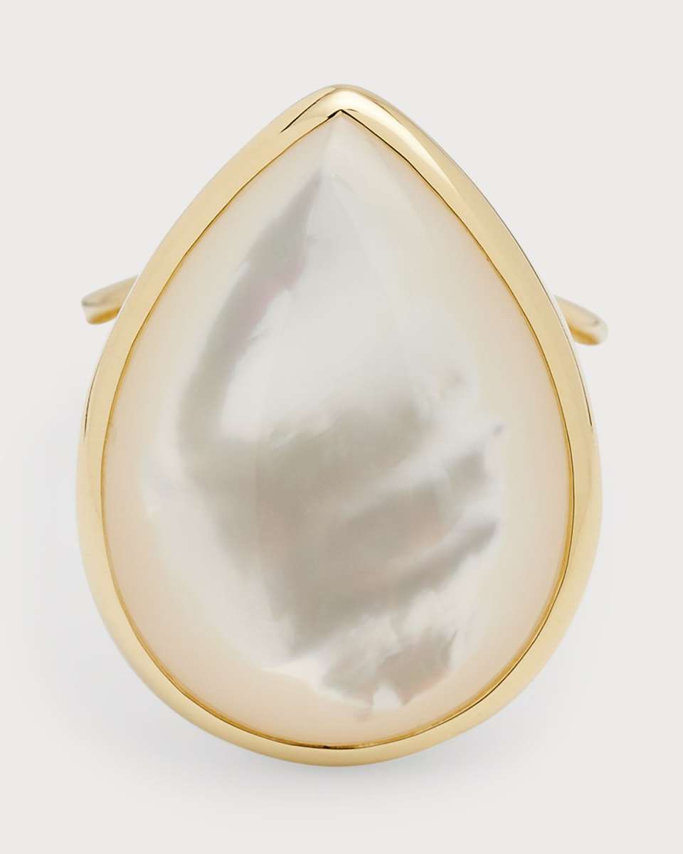18k Polished Rock Candy Medium Teardrop Ring in Mother of Pearl, Size