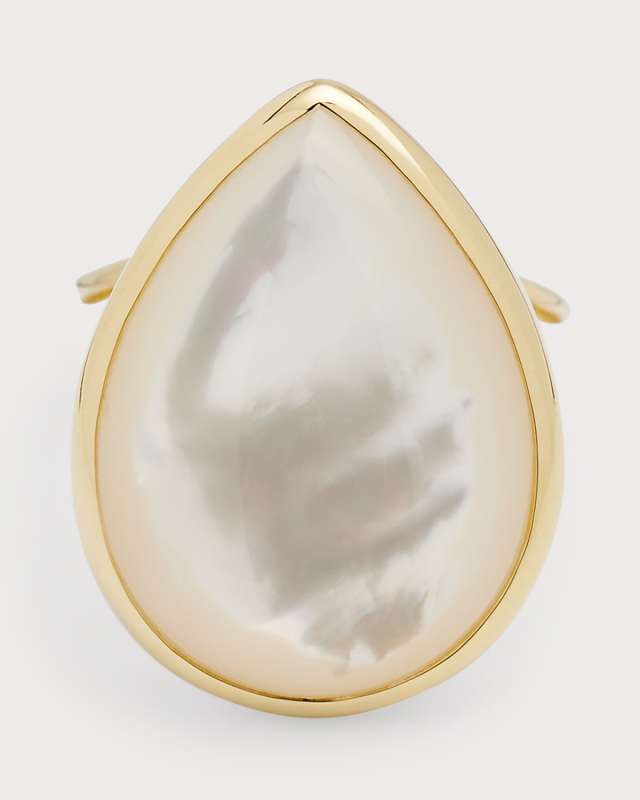 18k Polished Rock Candy Medium Teardrop Ring in Mother of Pearl, Size