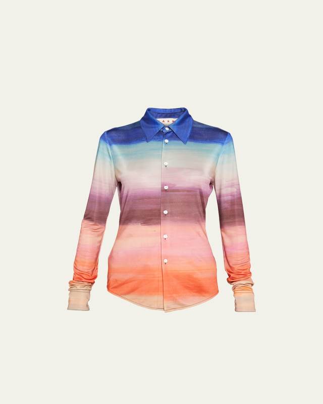 Dyed Ombre Button-Front Shirt
