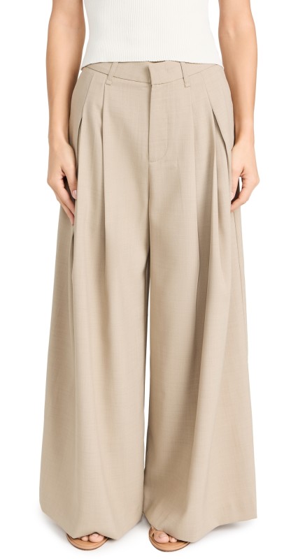 Pixie Market Mel Pleated Tan Pants Tan