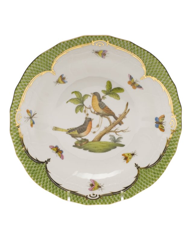 Rothschild Bird Green Motif 08 Dessert Plate