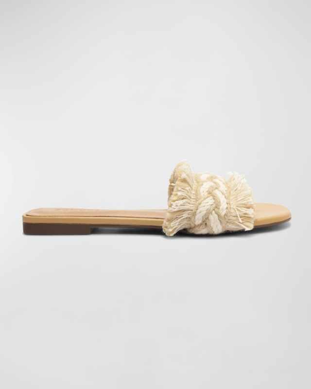 Adelia Crochet Frayed Slide Sandals