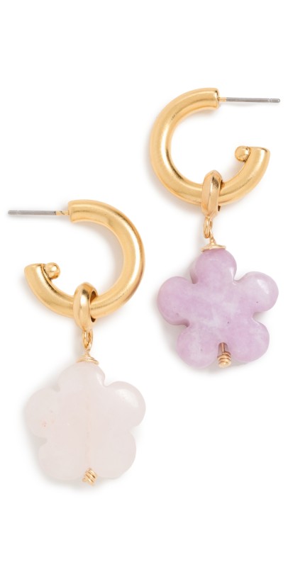 Brinker + Eliza Bloom Hoops Rose Quartz/Purple Stone Agate