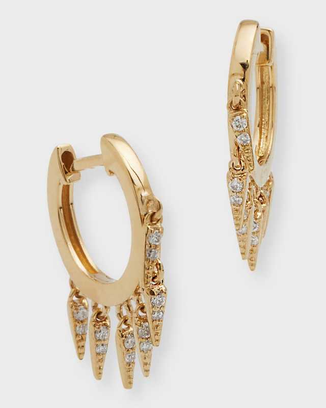 14k Diamond Fringe Huggie Hoop Earrings