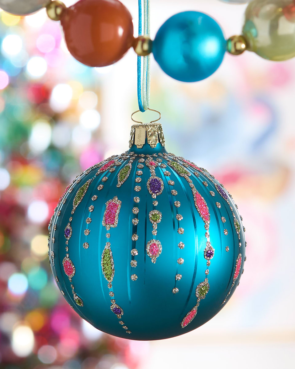 Matte Turquoise Ornament with Brights Design