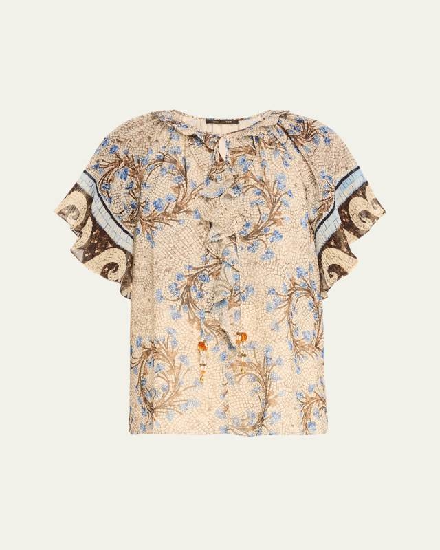 Deirdre Ruffle Floral-Print Blous