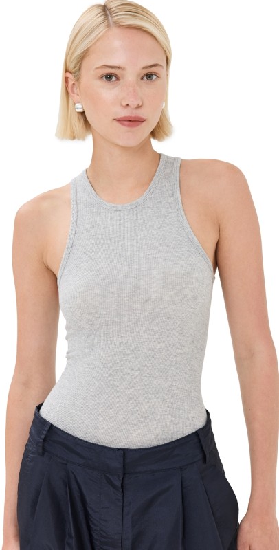 Tibi Circular Fine Rib T Tank Black