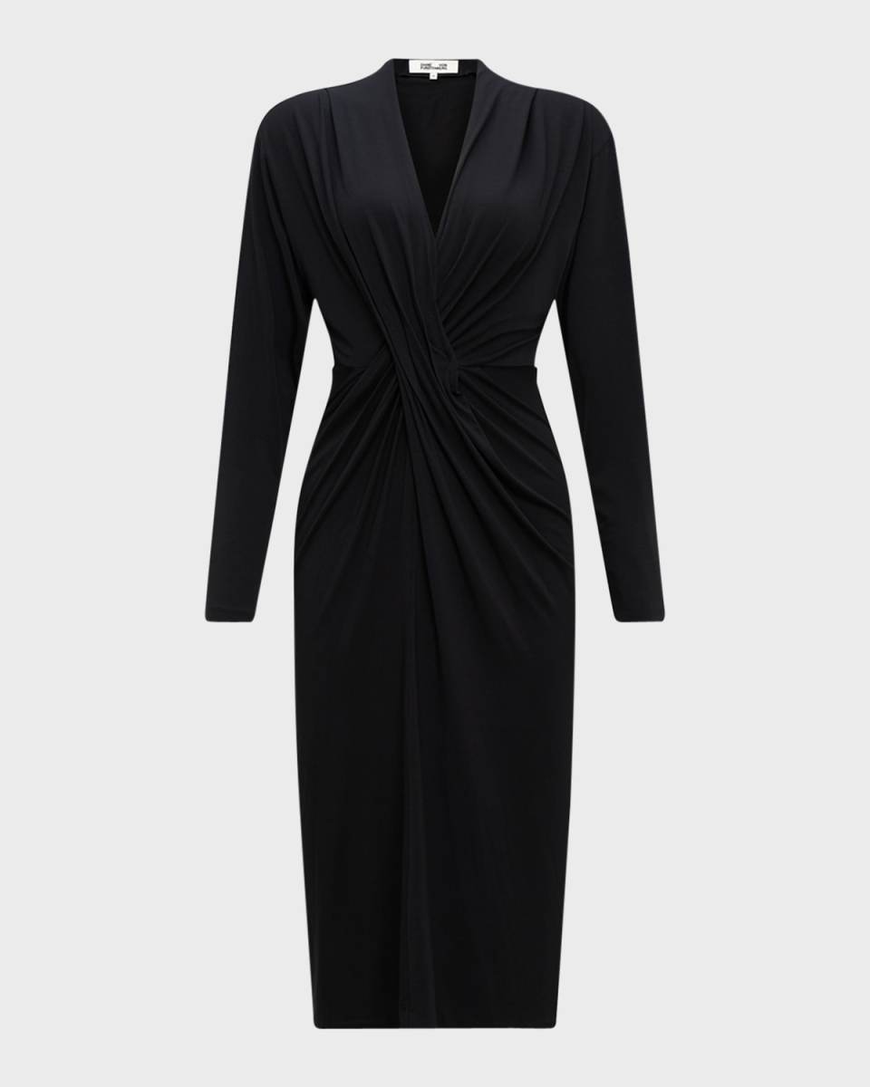 Sylvia Ruched Crossover Jersey Midi Dress