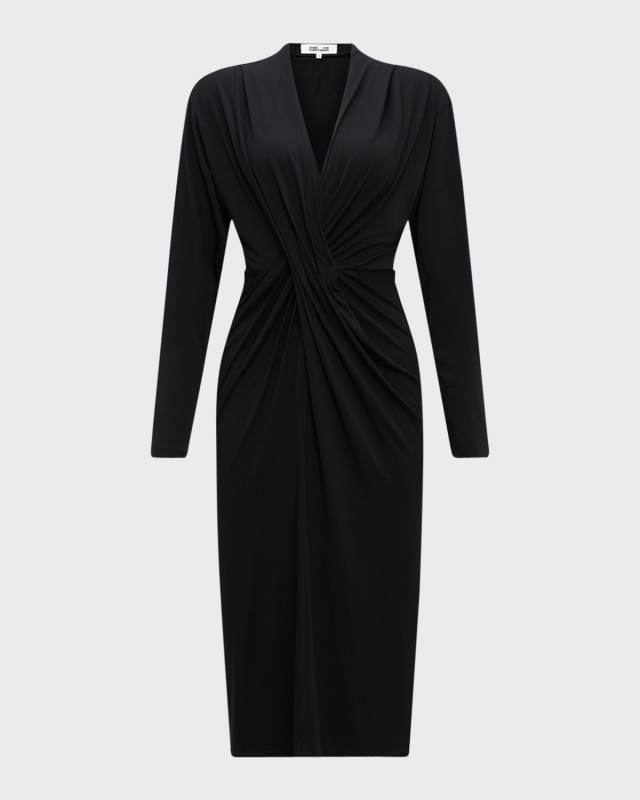 Sylvia Ruched Crossover Jersey Midi Dress