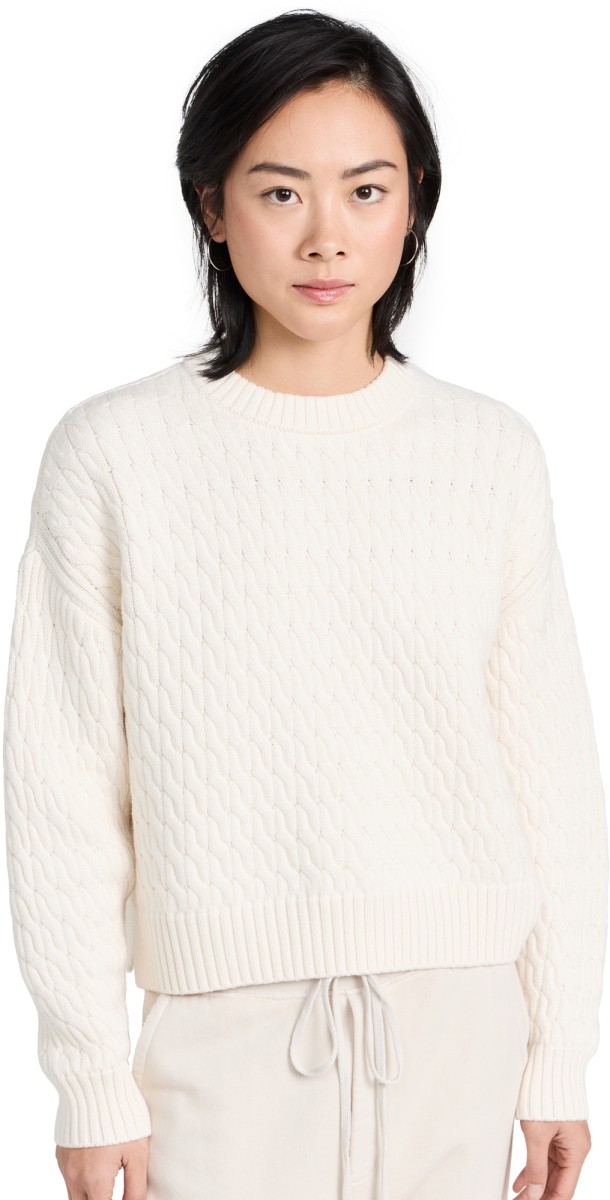 Sweaty Betty Classic Cable Sweater Studio White