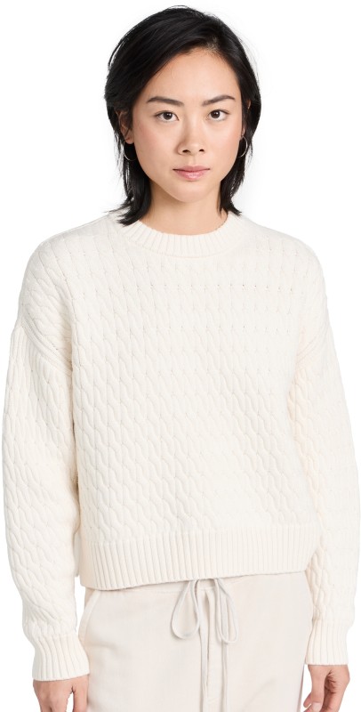 Sweaty Betty Classic Cable Sweater Studio White