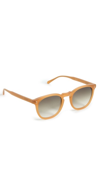 Illesteva Eldridge Sunglasses Matte Honey w/ Olive Flat Grad