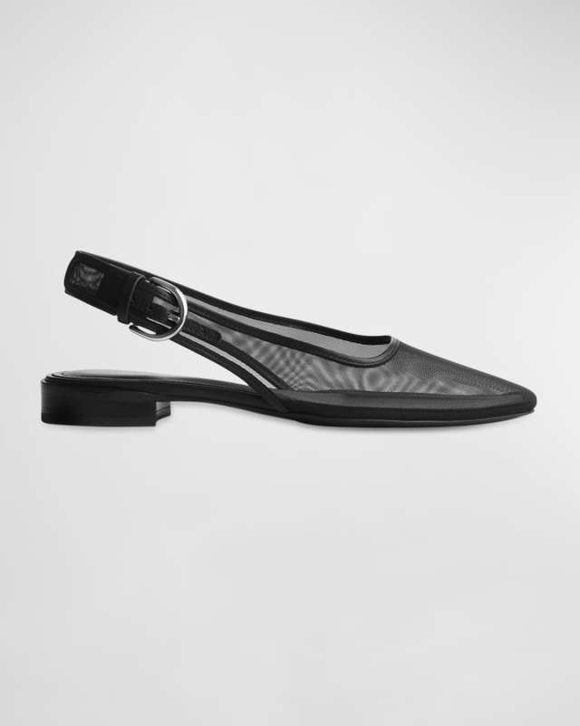 Astra Mesh Buckle Slingback Ballerina Flats