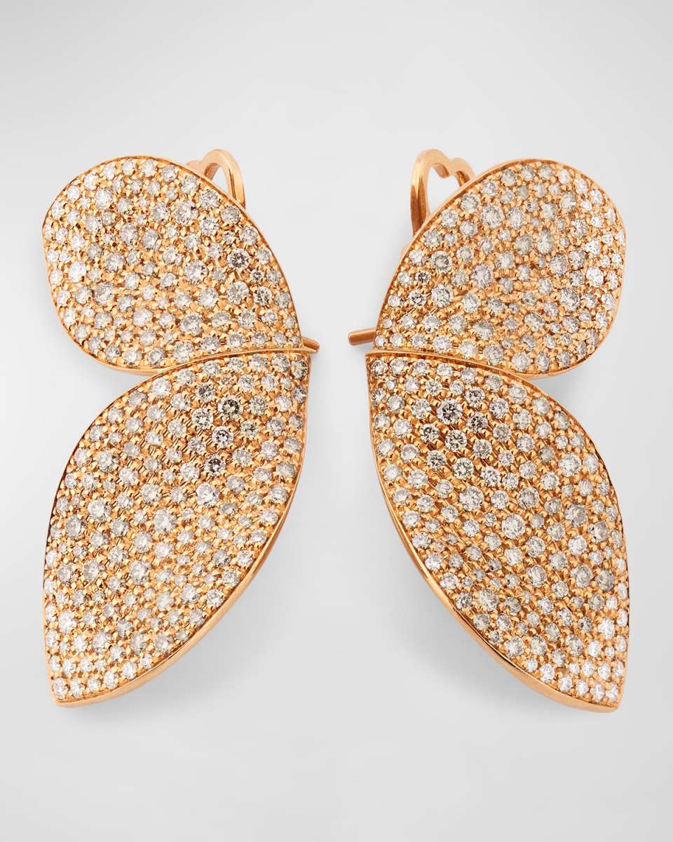 Giardini Segreti 18K Red Gold Diamond Flower Statement Earrings