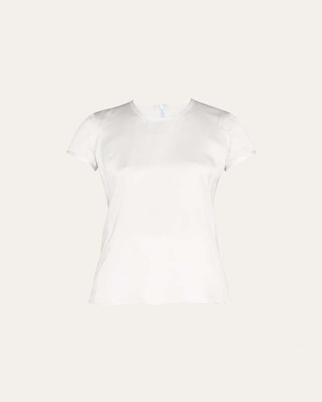 Crewneck Short-Sleeve Silk T-Shirt