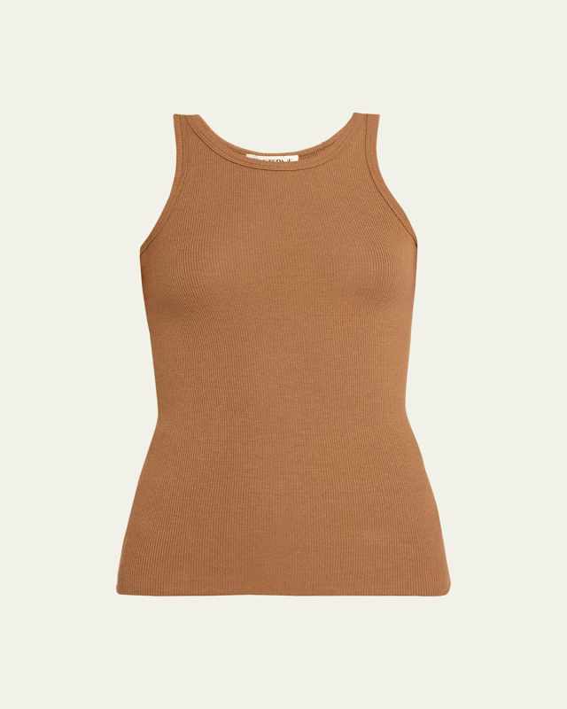 High-Neck Fitted Tank Top