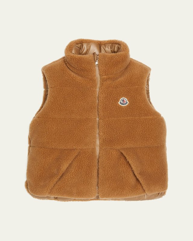 Boy's Colbricon Faux Fur Logo Embroidered Vest, Size 4-6
