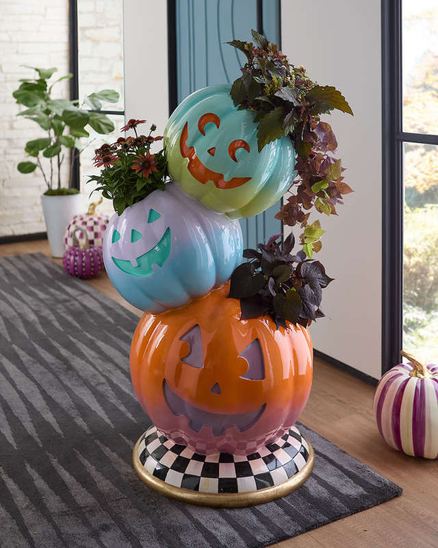 Trick or Treat Stacked Pumpkin Planters