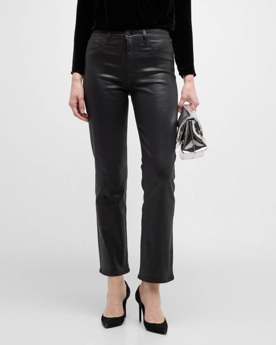 Ginny High-Rise Coated Straight Cropped Jeans