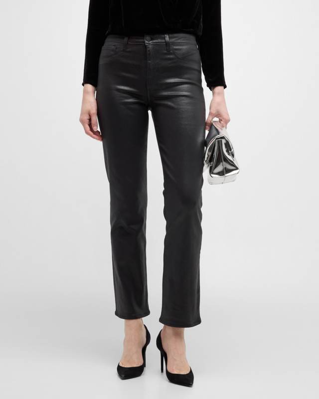 Ginny High-Rise Coated Straight Cropped Jeans