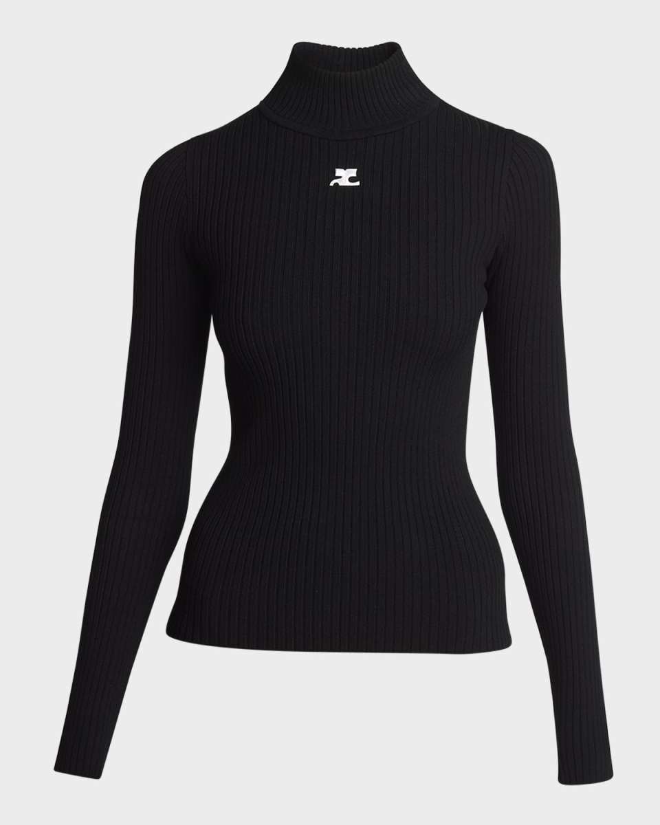 Turtleneck Long-Sleeve Rib Sweat