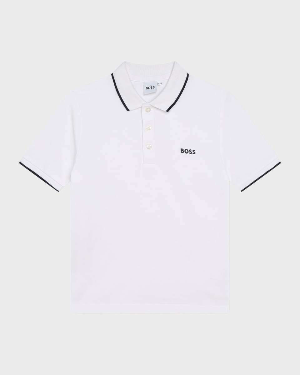 Boy's Logo Cotton Knit Short-Sleeve Polo Shirt, Size 4-16