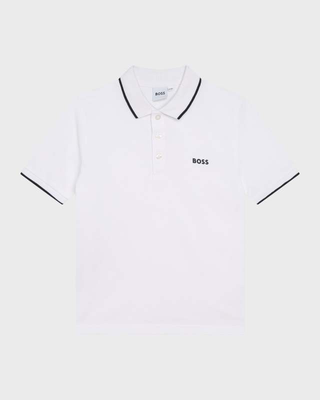 Boy's Logo Cotton Knit Short-Sleeve Polo Shirt, Size 4-16