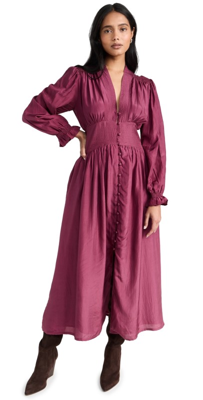 Mille Anya Dress Plum Washed Silk